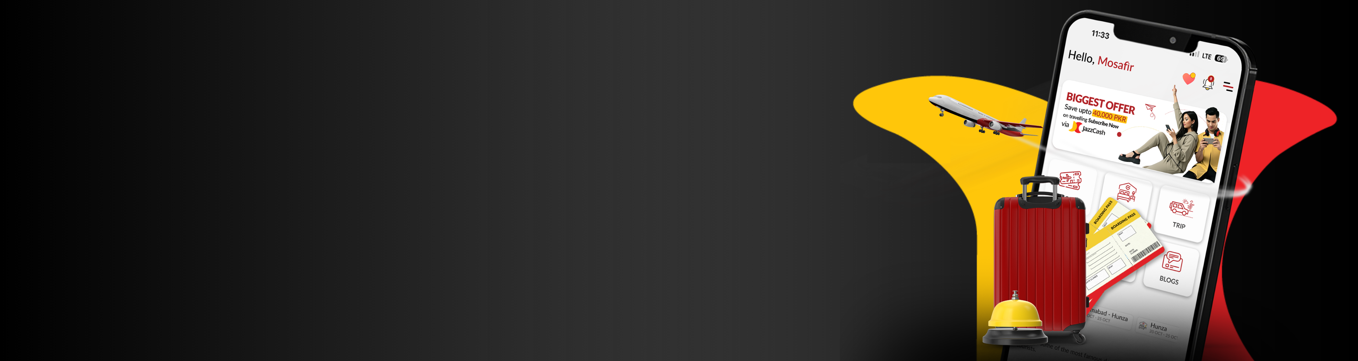 travel subscription offer banner for discounted flight hotel and tour booking deals